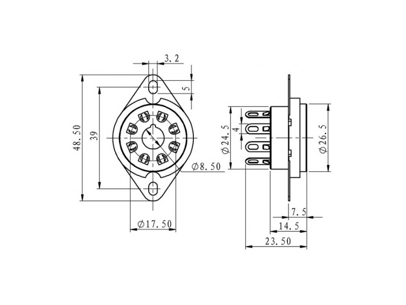 Socket Octal Ceramic Fender Style, Chassis