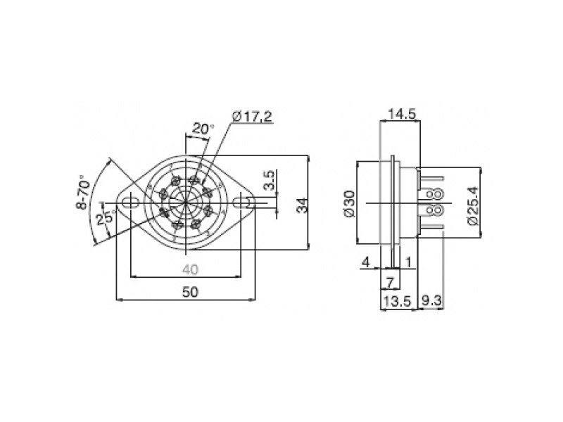 Socket Octal Belton, Chassis VTB8, black