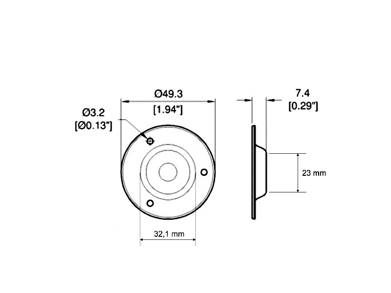 Dish round / Black Metal Jack Ferrule incl. Screws - Single 1/4