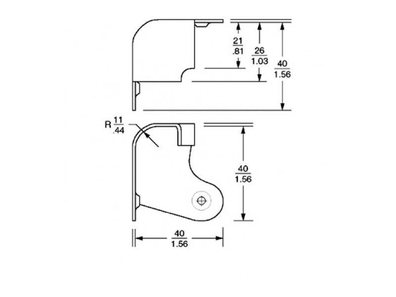 Corners w/ cutaway 2 leg, Dumble Style - silver incl. Screws