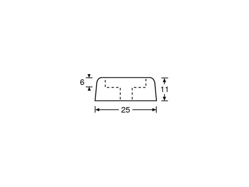 Gummifuß mit Stahl-Halterung 25 x 11 mm - 4 Stück