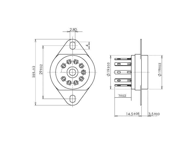 Noval Socket Ceramic Chassis mount