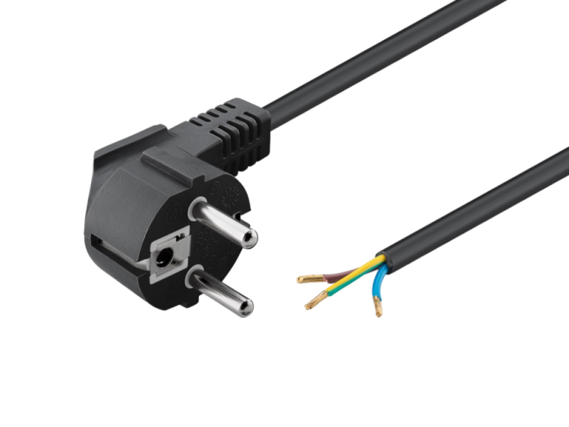 Power Cord 2 m black - Loose cable ends