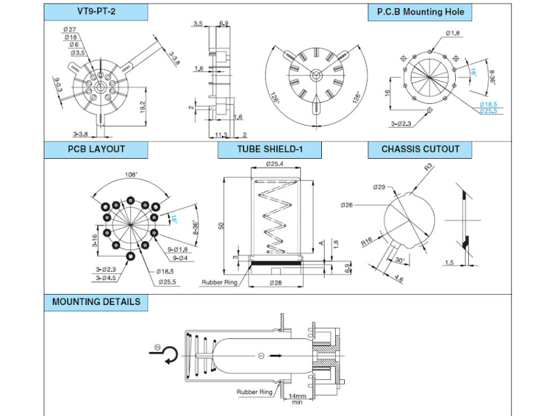 Sockel Noval Belton, PCB VT9-PT