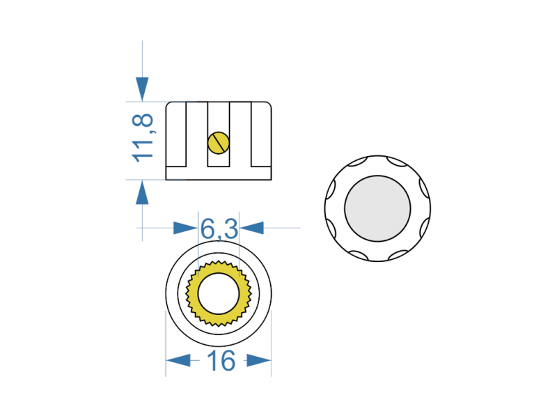 Knob Synth Pointer yellow