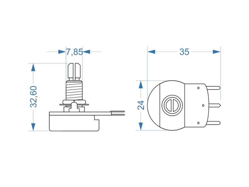 Potentiometer für Marshall JCM800, 100 kOhm log