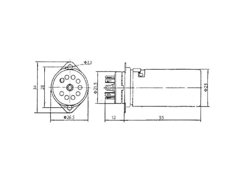 Socket Noval Ceramic, Chassis w/ Shield - Pack of 5