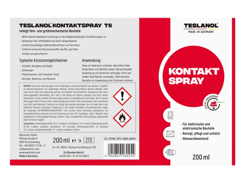 Teslanol Kontaktspray T6, 200 ml