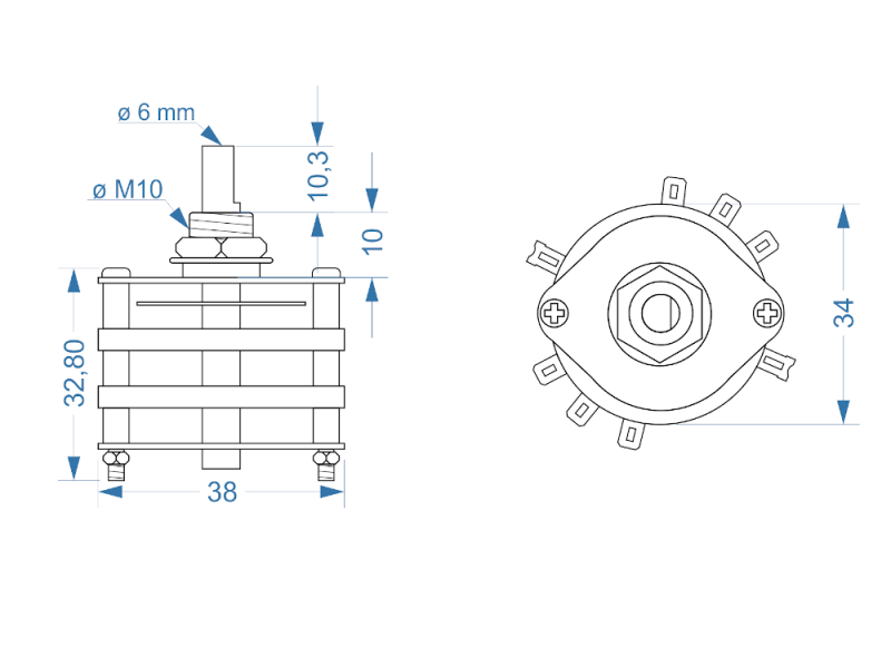 Rotary Switch 1 Pol / 3 Pos - 3 A - Open Style- Impedance Selector - Kopie