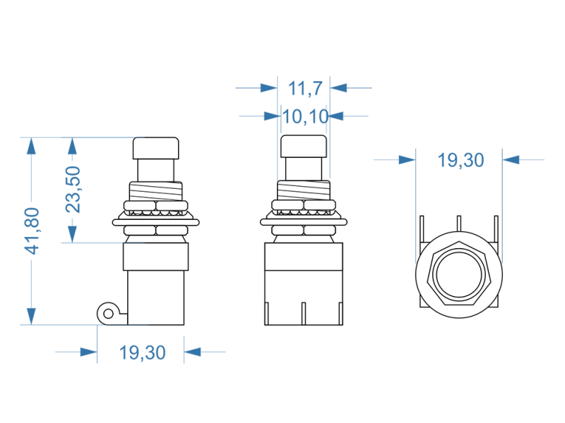 Footswitch SPDT latching, ON - ON