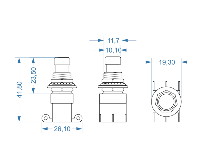 Footswitch DPDT latching, ON - ON