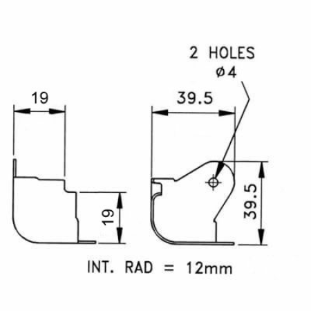 Set Corners w/ cutaway 3 leg, black incl. Screws