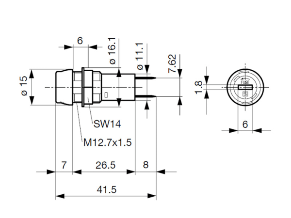 Fuseholder 5x20 mm