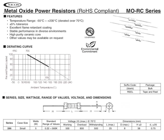Metalloxid Widerstand 5 Watt,  330 Ohm , kleine Bauform