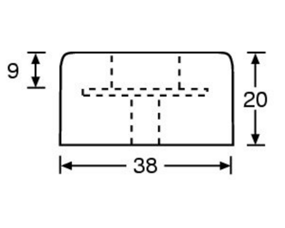 Gummifuß mit Stahl-Halterung 38 x 20 mm - 4 Stück