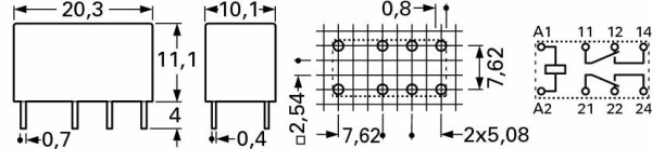 Finder Relays DPDT , 125V 2A, 6V