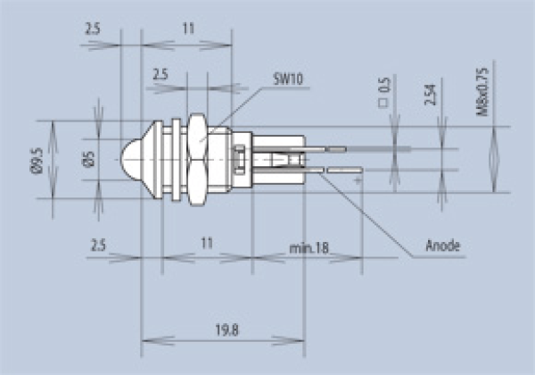 LED Ø5 mm Metal Holder, silver