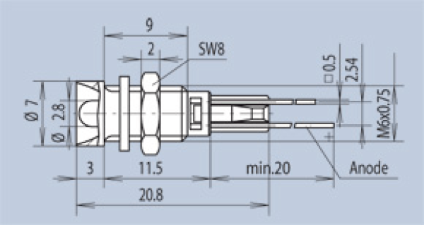 LED Ø3 mm Metal Holder, silver