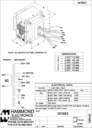 Hammond 291BEX für Fender Power 125P23D / 041316 UPGRADE