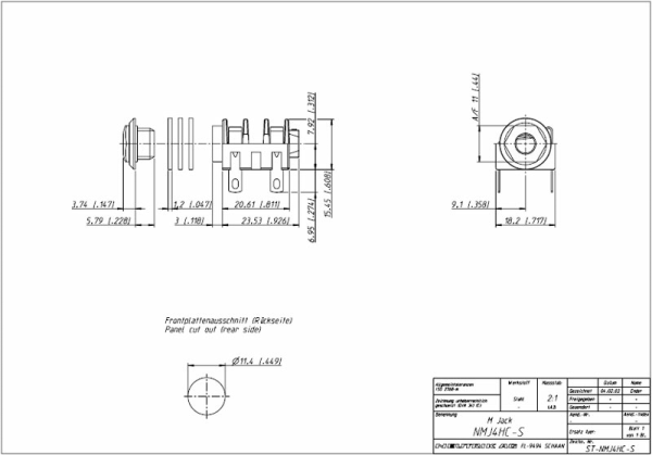 Neutrik NMJ4HC-S - 6,3 mm Mono switched