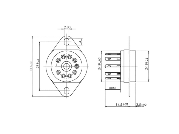 Noval Socket Ceramic Chassis mount