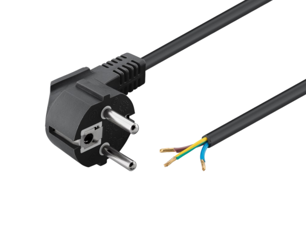 Power Cord 2 m black - Loose cable ends