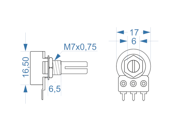 Potentiometer für Marshall JCM900,  10k lin