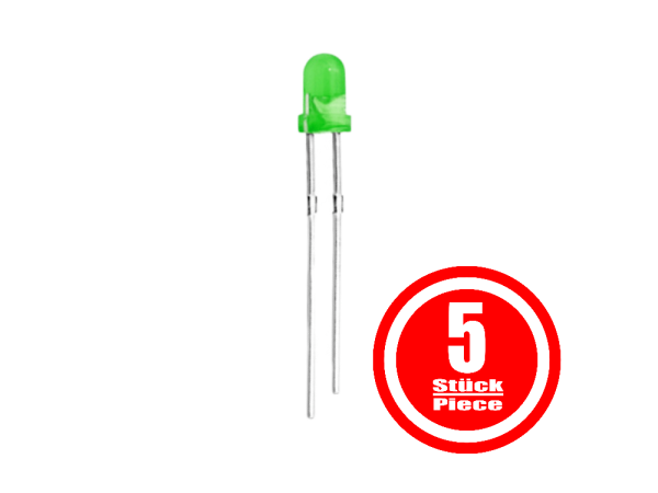 LED 5 mm green, Pack of 5