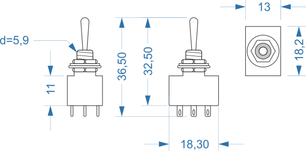 Miyama-Toggle Switch MS500M 3PDT ON-ON