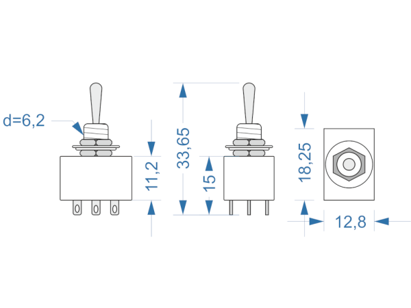 Toggle Switch 3PDT - ON-OFF-ON